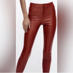 Zara red faux leather pants